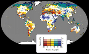 Evolution des précipitations provoqué par le dérèglement climatique